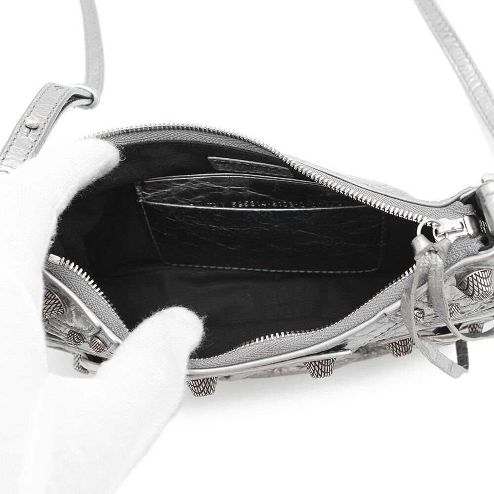 Balenciaga Le Cagole Chain Shoulder Bag silver metallic leather stud - Picture 6 of 12